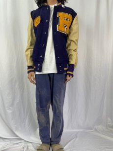 画像2: 【SALE】 50's Whiting パッチ付き ウール×レザースタジャン 42 (2)