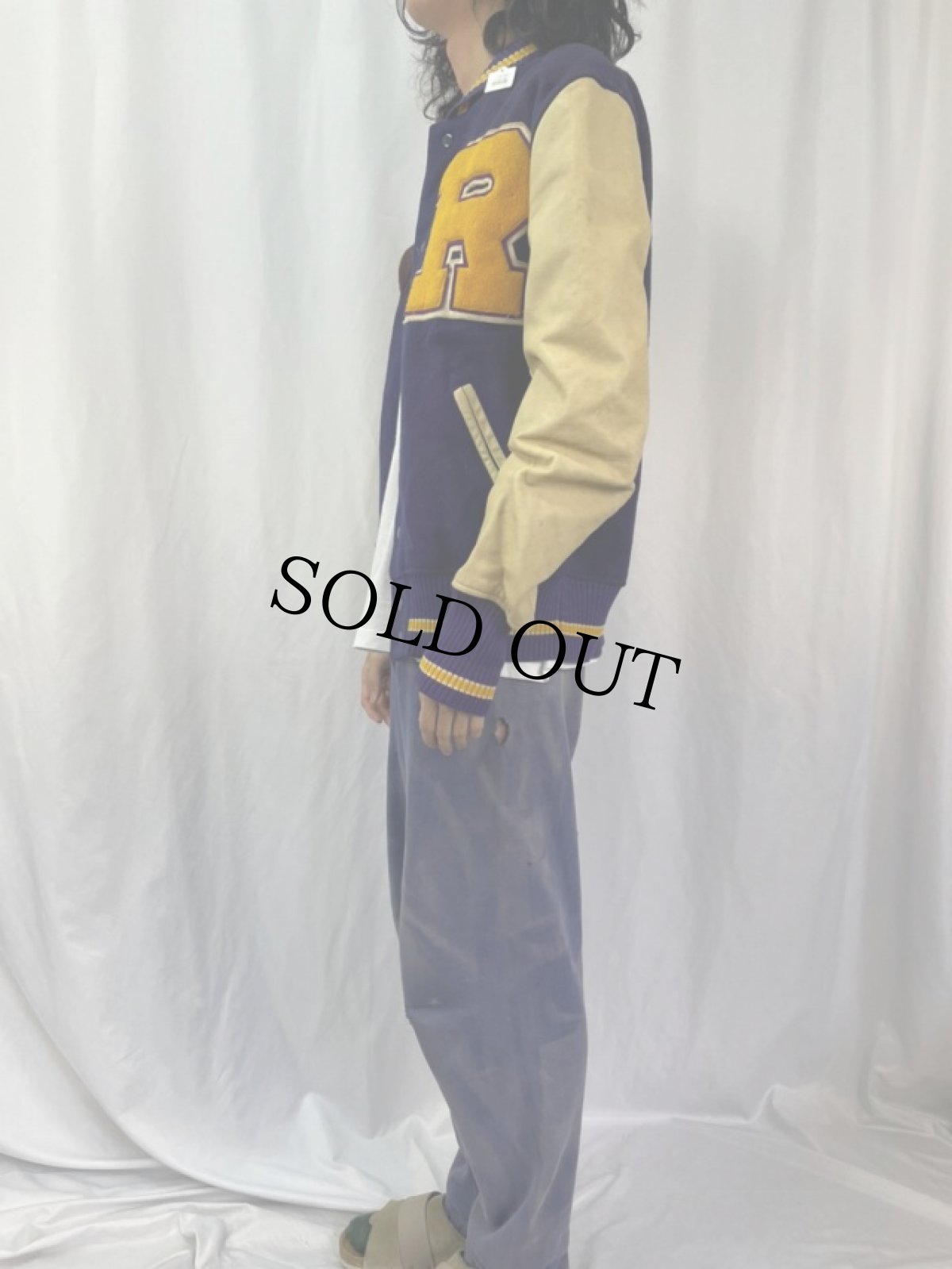 画像3: 【SALE】 50's Whiting パッチ付き ウール×レザースタジャン 42 (3)