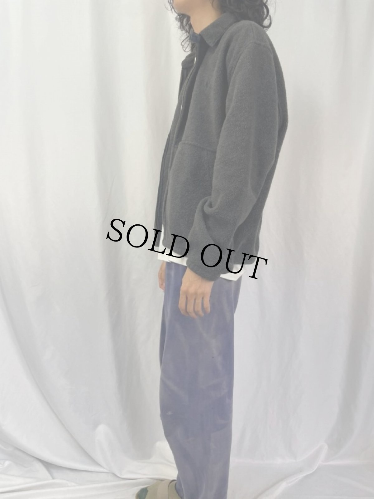 画像3: 90's POLO Ralph Lauren USA製 ロゴ刺繍 フリーススウィングトップ L (3)