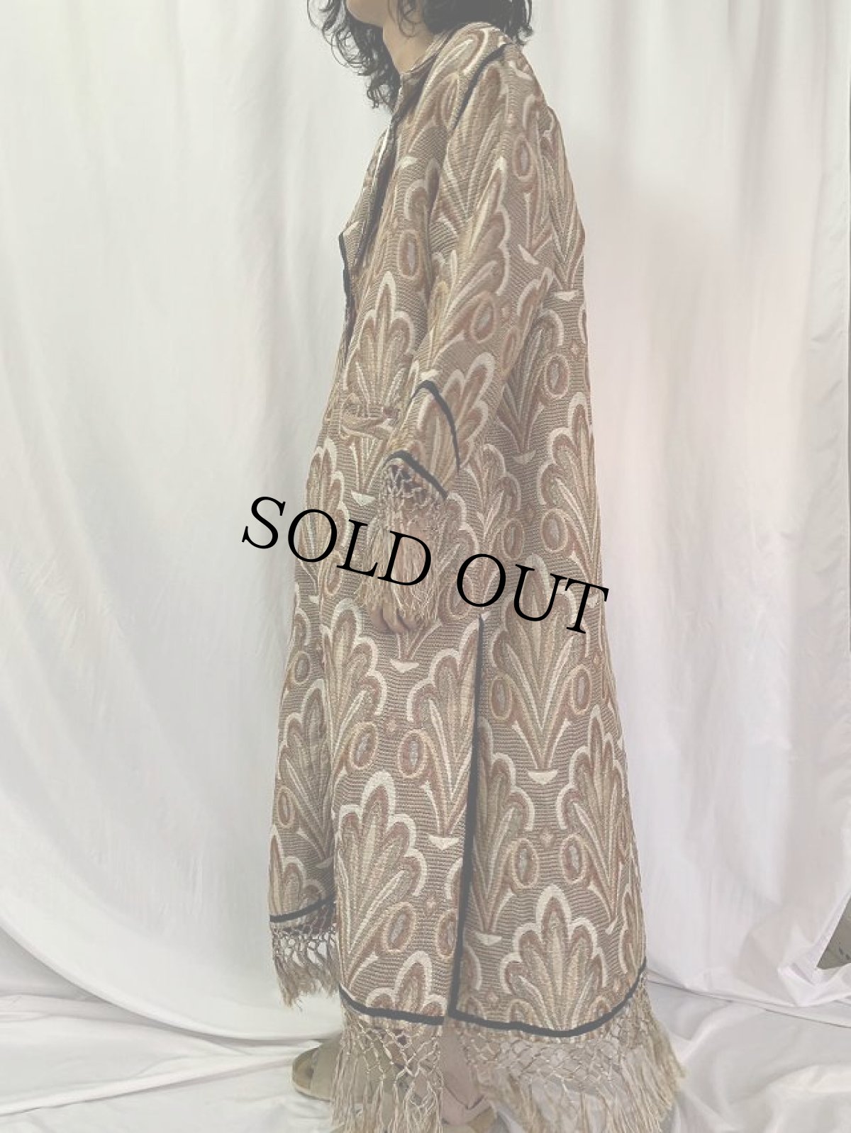 画像3: L'aeffaire 総柄 フリンジ付き コート (3)