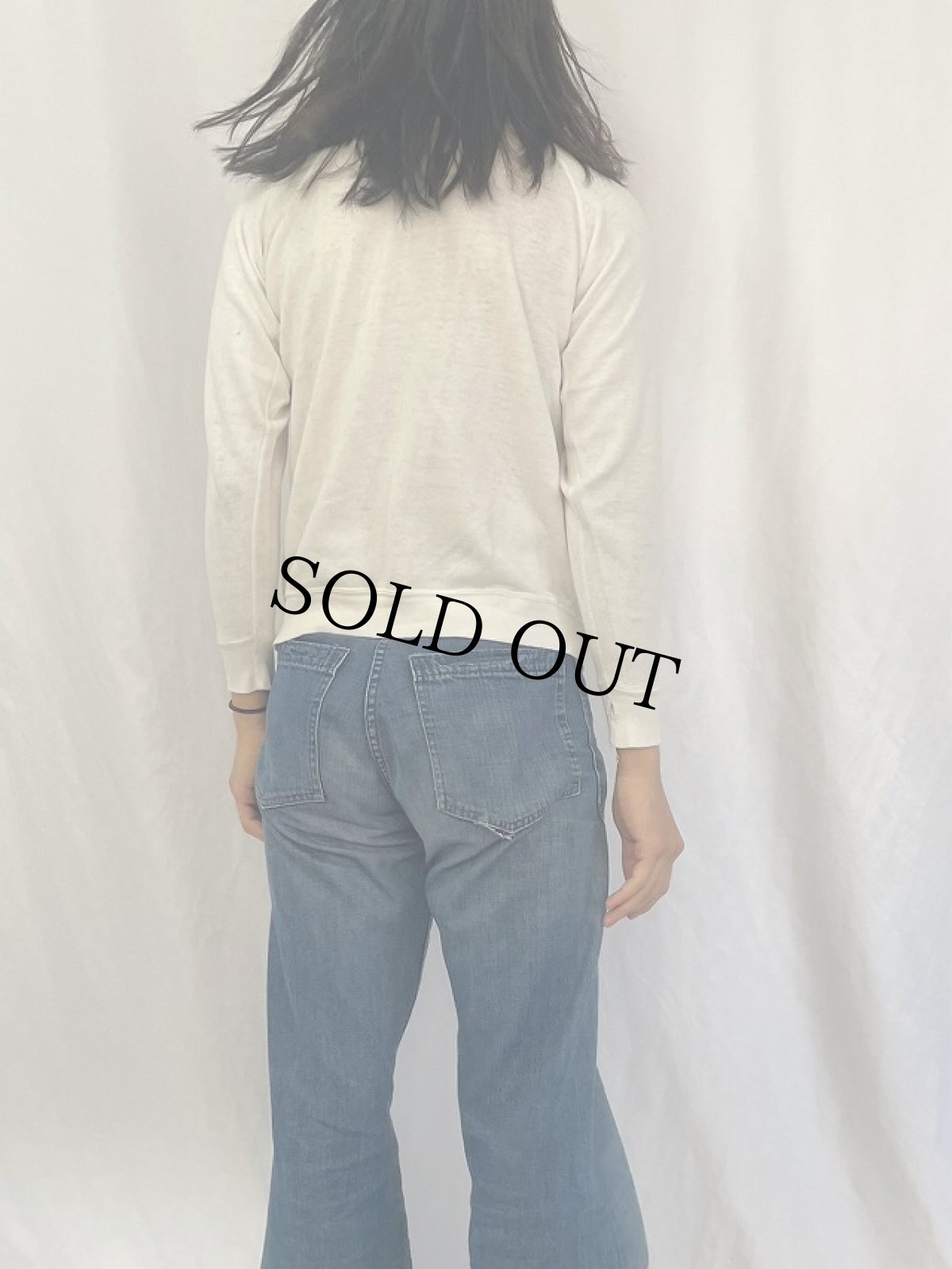 画像4: 70's collegiate pacific "STANFORD" フロッキープリント ラグランスウェット (4)