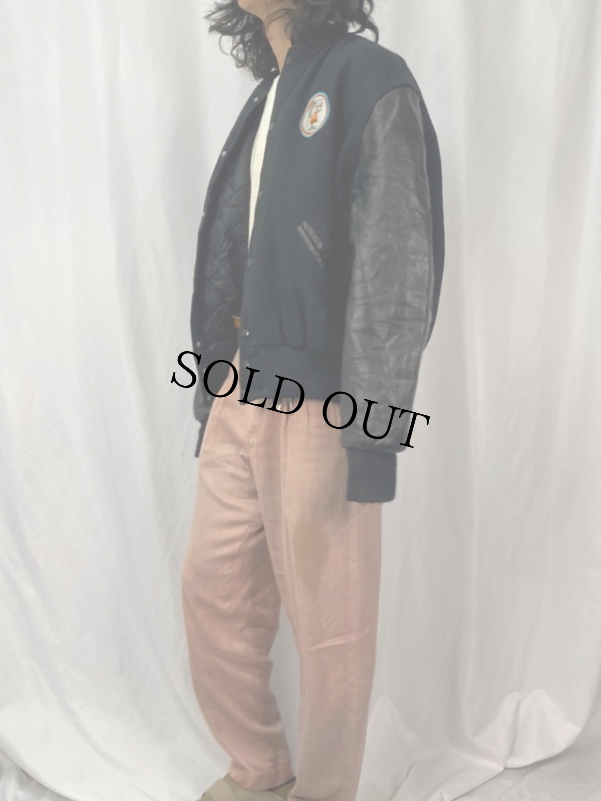 画像3: 90's Holloway USA製 "Little Caesars" ピザショップ ロゴ刺繍 スタジャン XL (3)