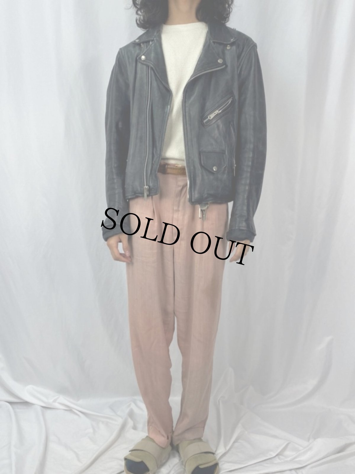 画像2: 〜80's ROCK ダブルライダースジャケット SIZE46 (2)