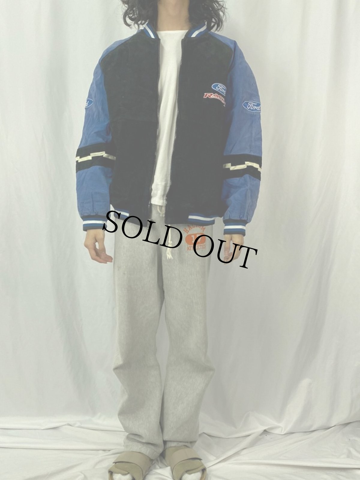 画像3: ESSEX "Ford Racing" スエードレーシングジャケット L (3)