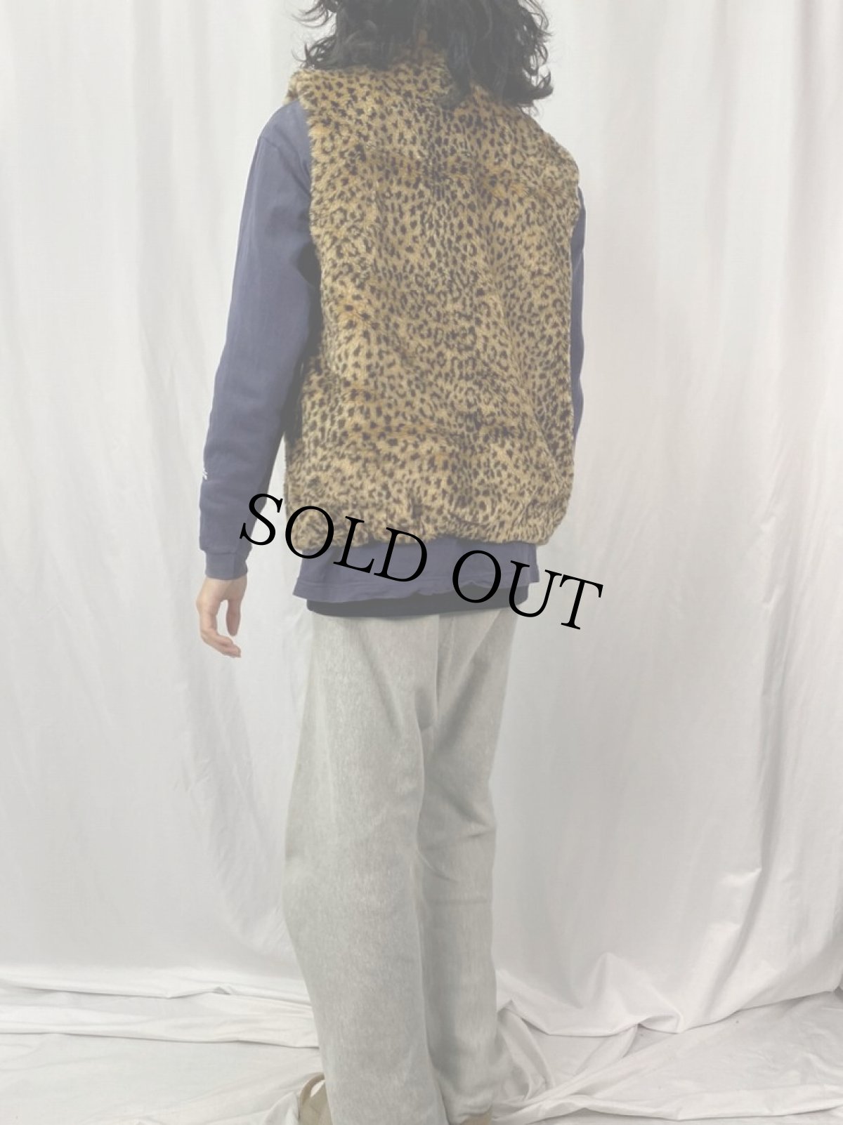 画像4: 80's〜 lew magram USA製 レオパード柄 フェイクファーベスト (4)