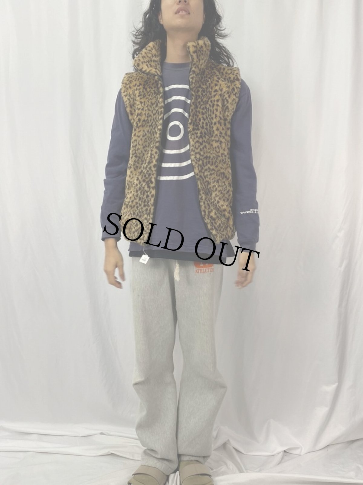 画像2: 80's〜 lew magram USA製 レオパード柄 フェイクファーベスト (2)