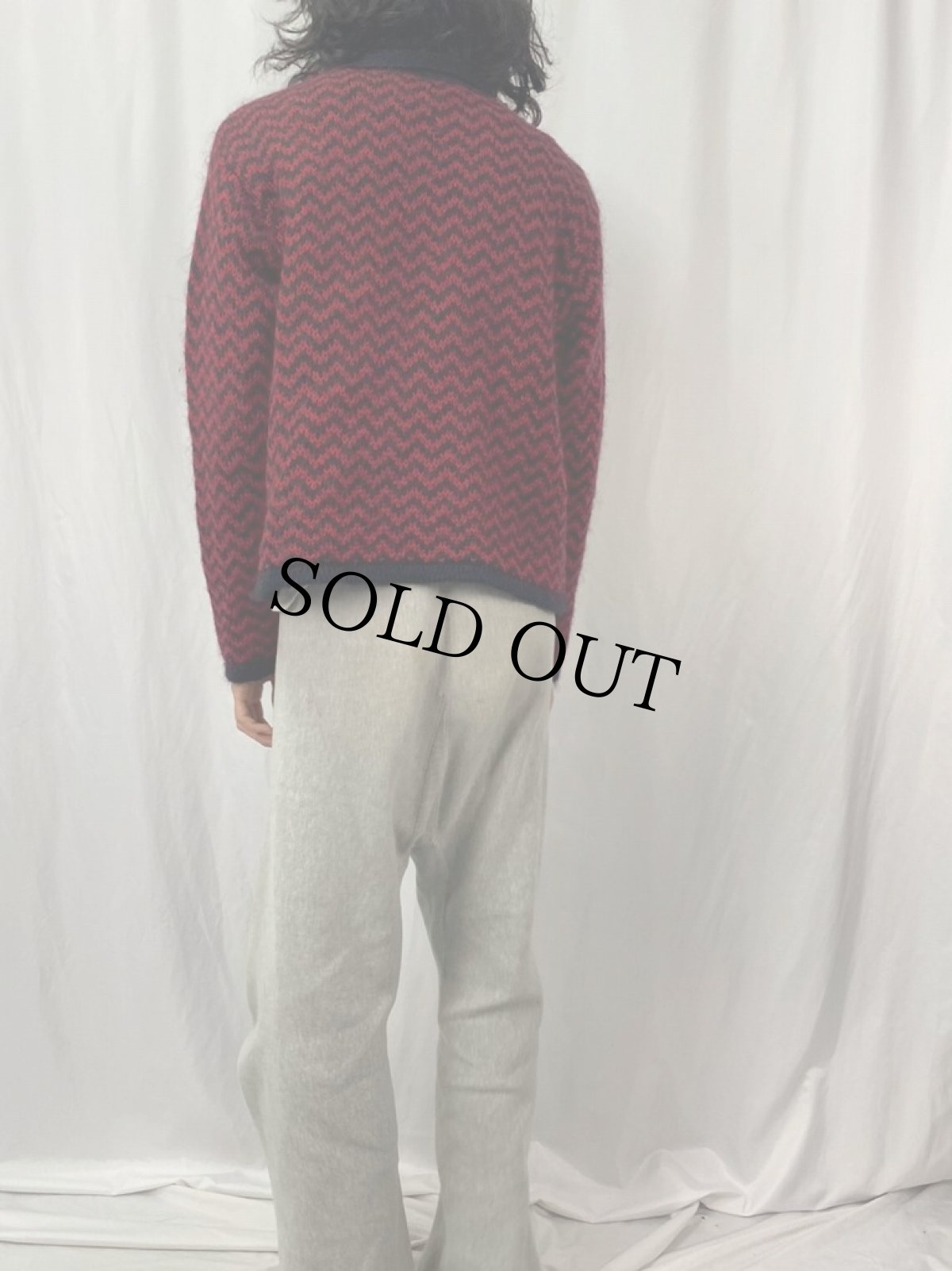 画像4: 80's〜 PAUL HARRIS DESIGN 総柄 モヘアニットジップジャケット XL (4)