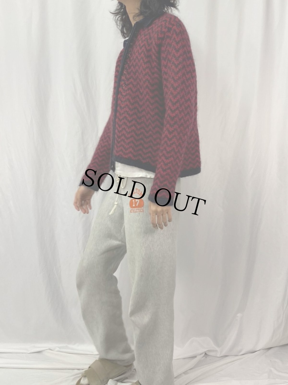 画像3: 80's〜 PAUL HARRIS DESIGN 総柄 モヘアニットジップジャケット XL (3)