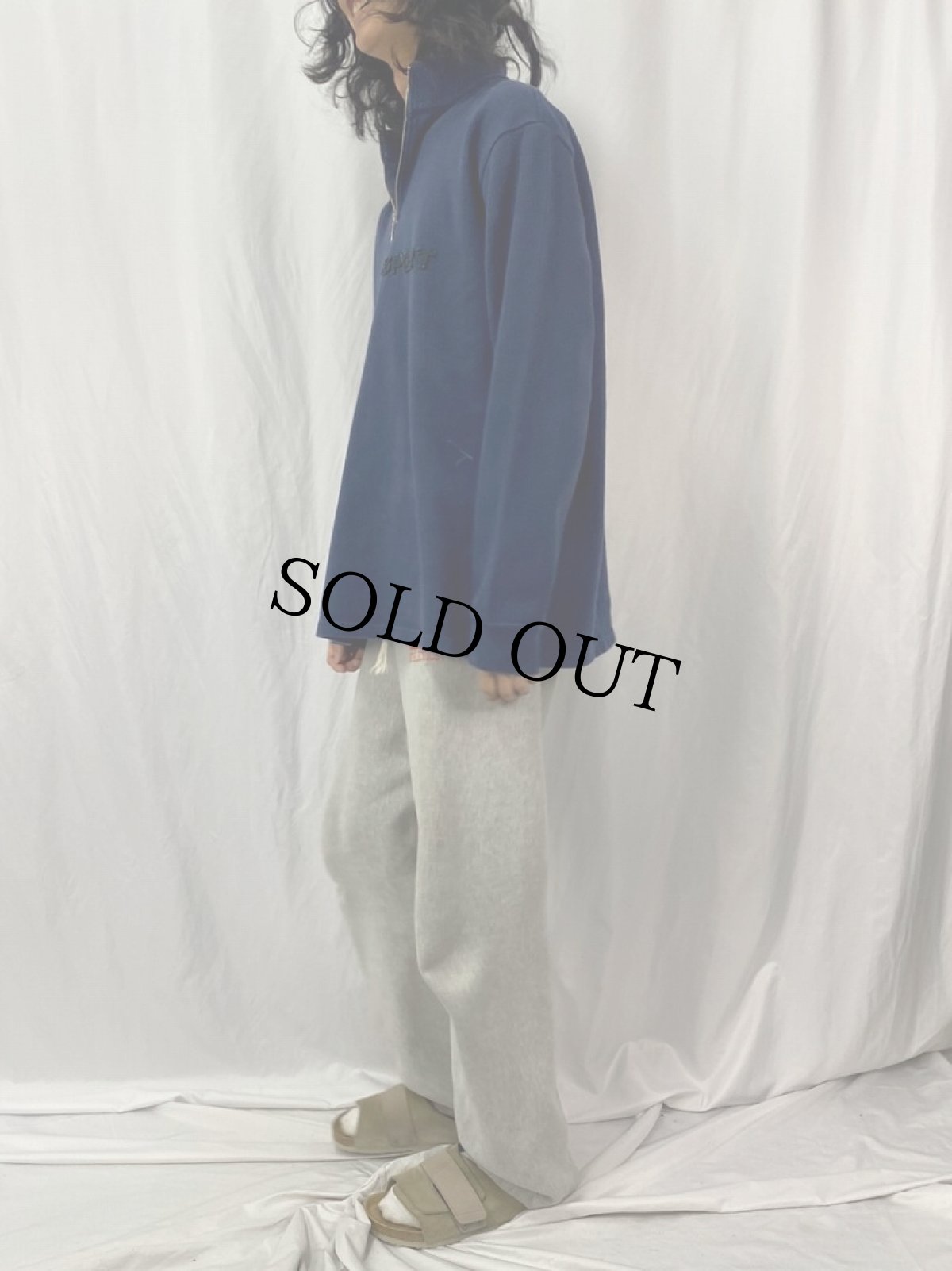 画像3: 90's POLO SPORT Ralph Lauren ハーフジップ リブスウェット XXL NAVY (3)