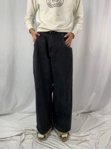 画像3: JNCO JEANS ロゴ刺繍 ブラックデニムパンツ W35 (3)