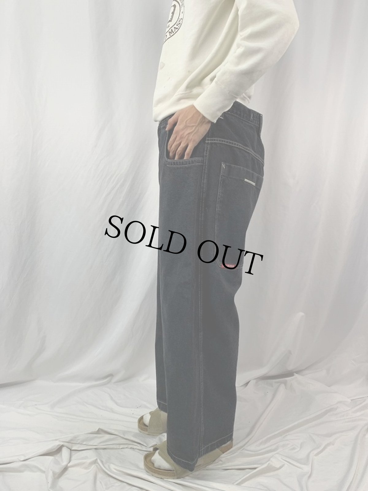 画像4: JNCO JEANS ロゴ刺繍 ブラックデニムパンツ W35 (4)