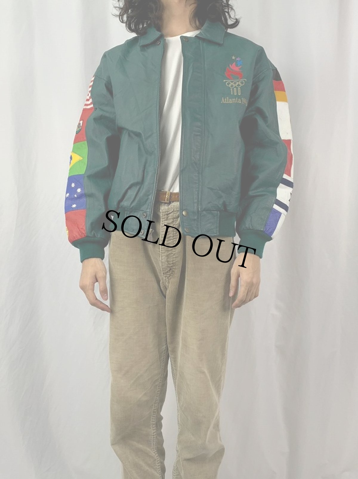 画像2: 90's AMERICAN TOONS "1996 Atlanta Olympic" レザースタジャン M (2)