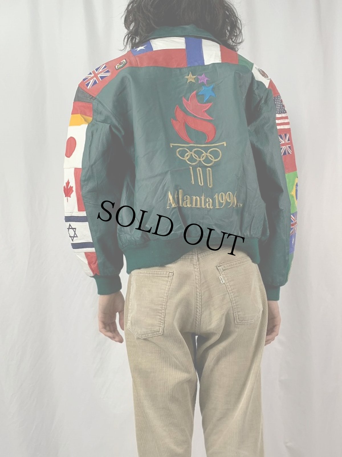 画像4: 90's AMERICAN TOONS "1996 Atlanta Olympic" レザースタジャン M (4)