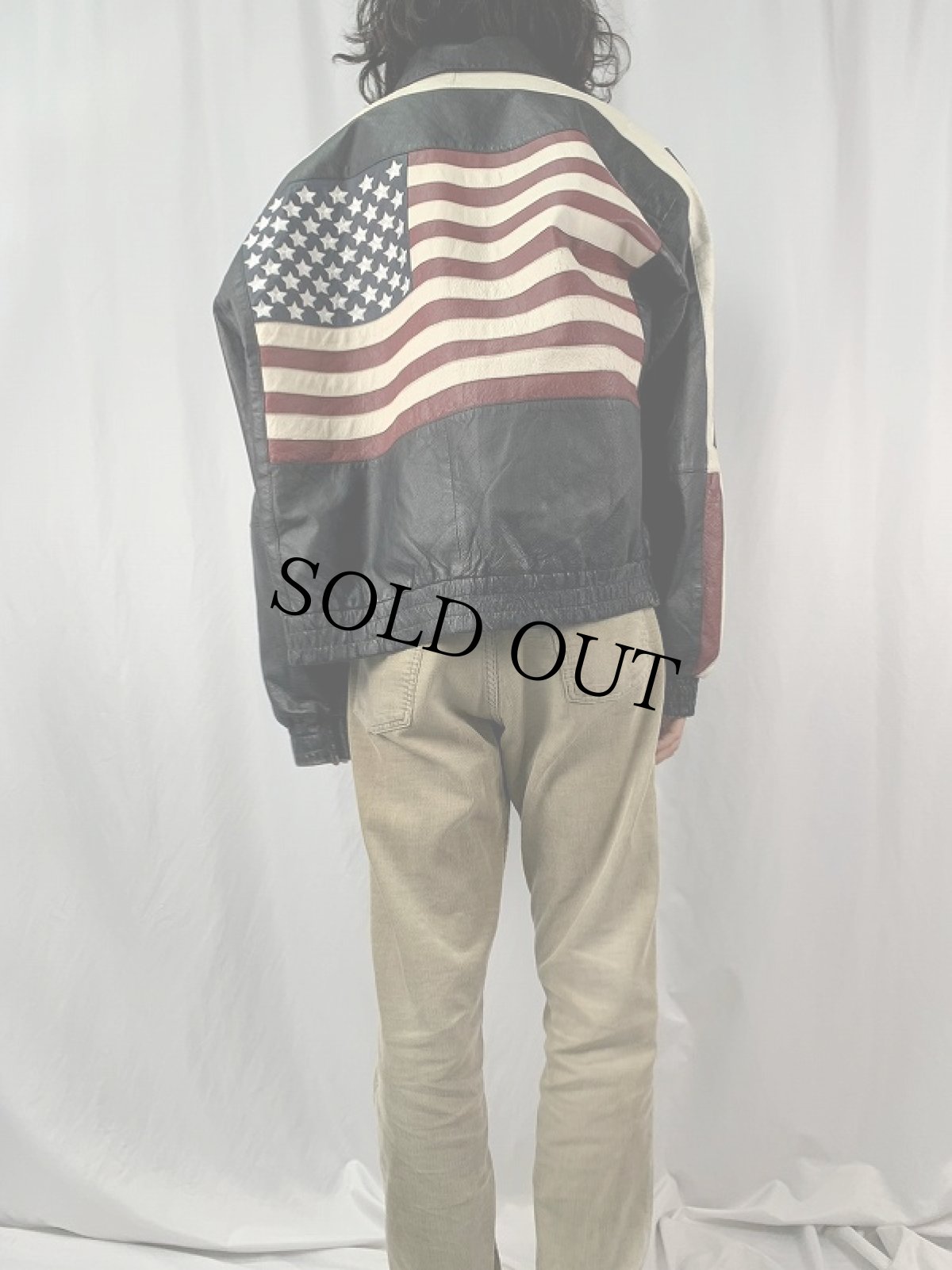 画像4: CARIBOU CREEK 星条旗デザイン レザースタジャン 3XL (4)