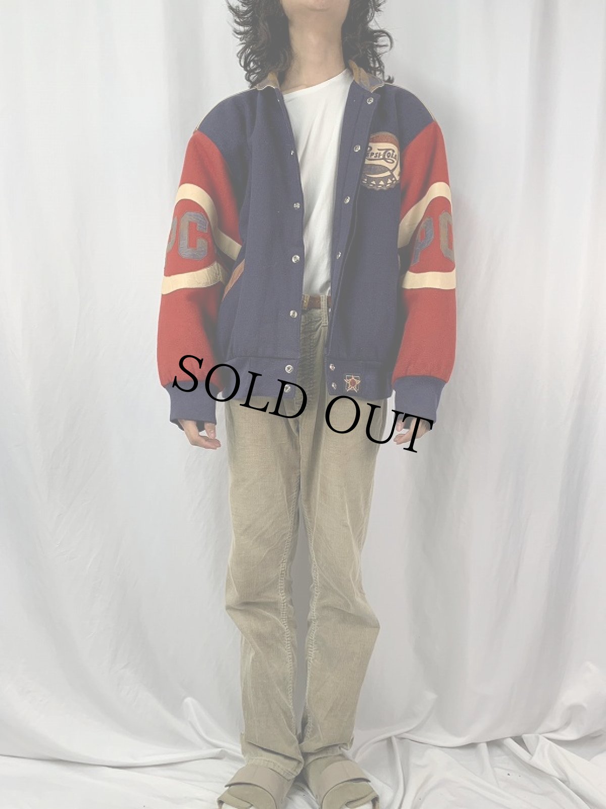 画像3: 90's JH DESIGN USA製 "PEPSI COLA" レザー切り替え レーシングジャケット XL (3)