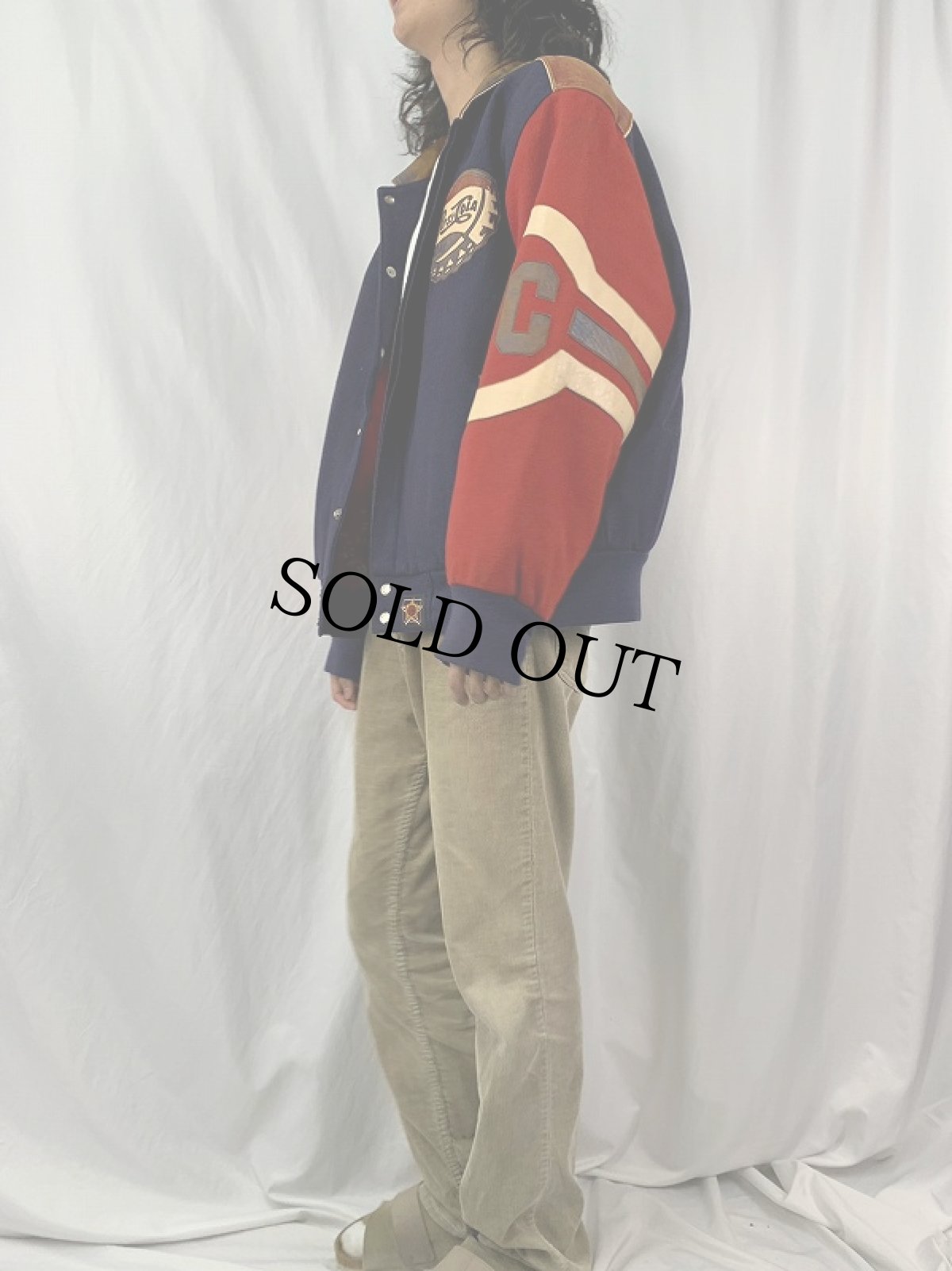 画像4: 90's JH DESIGN USA製 "PEPSI COLA" レザー切り替え レーシングジャケット XL (4)