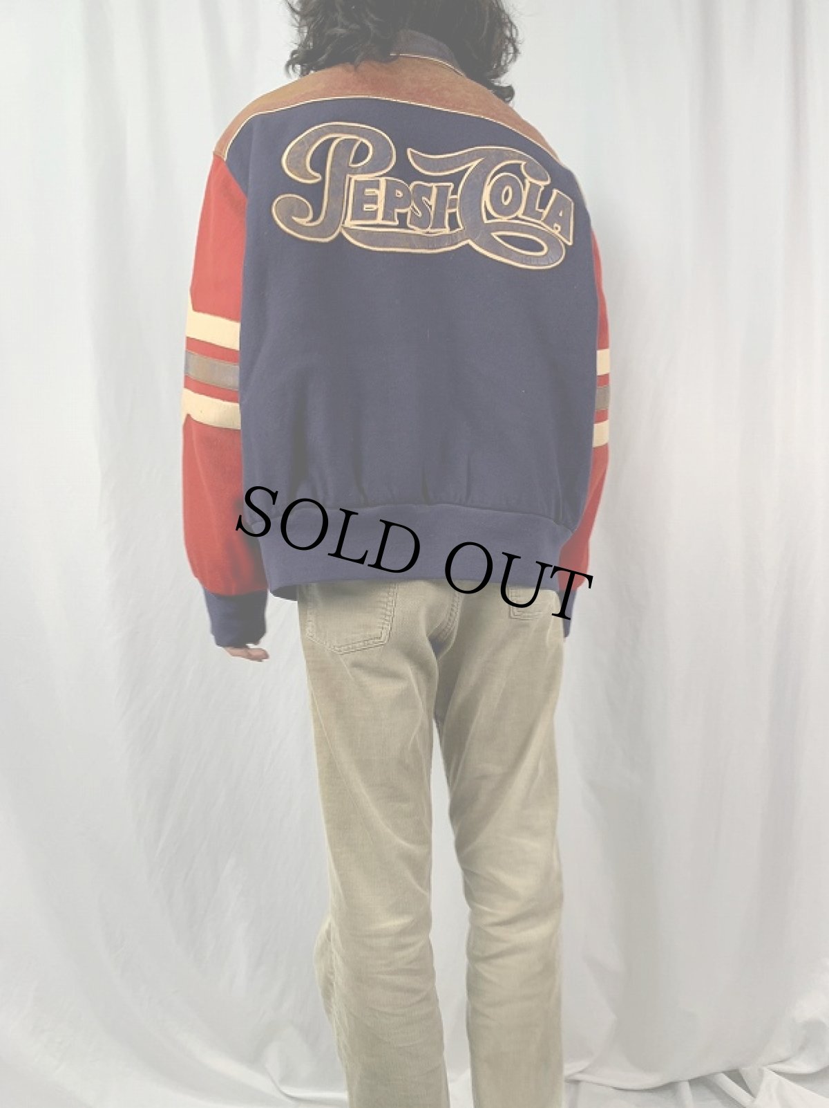画像5: 90's JH DESIGN USA製 "PEPSI COLA" レザー切り替え レーシングジャケット XL (5)