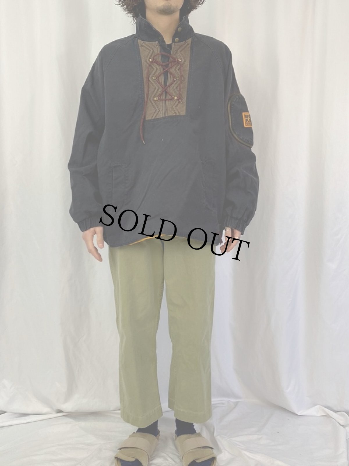 画像2: 90's Reebok BOKS エンボスロゴ レースアッププルオーバージャケット L (2)