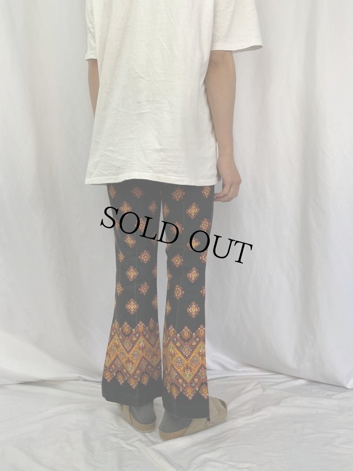 画像4: 60's h.i.s sportswear 総柄 フレアパンツ W31 (4)