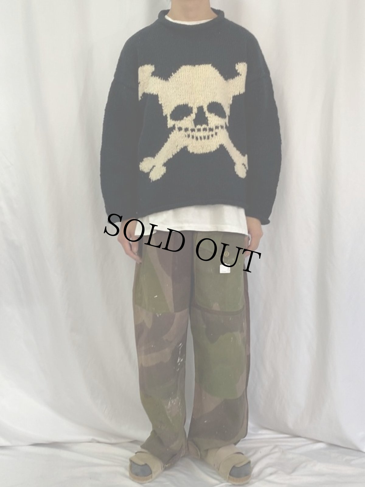 画像2: KAILAS NEPAL製 スカルデザイン ロールネックセーター M (2)