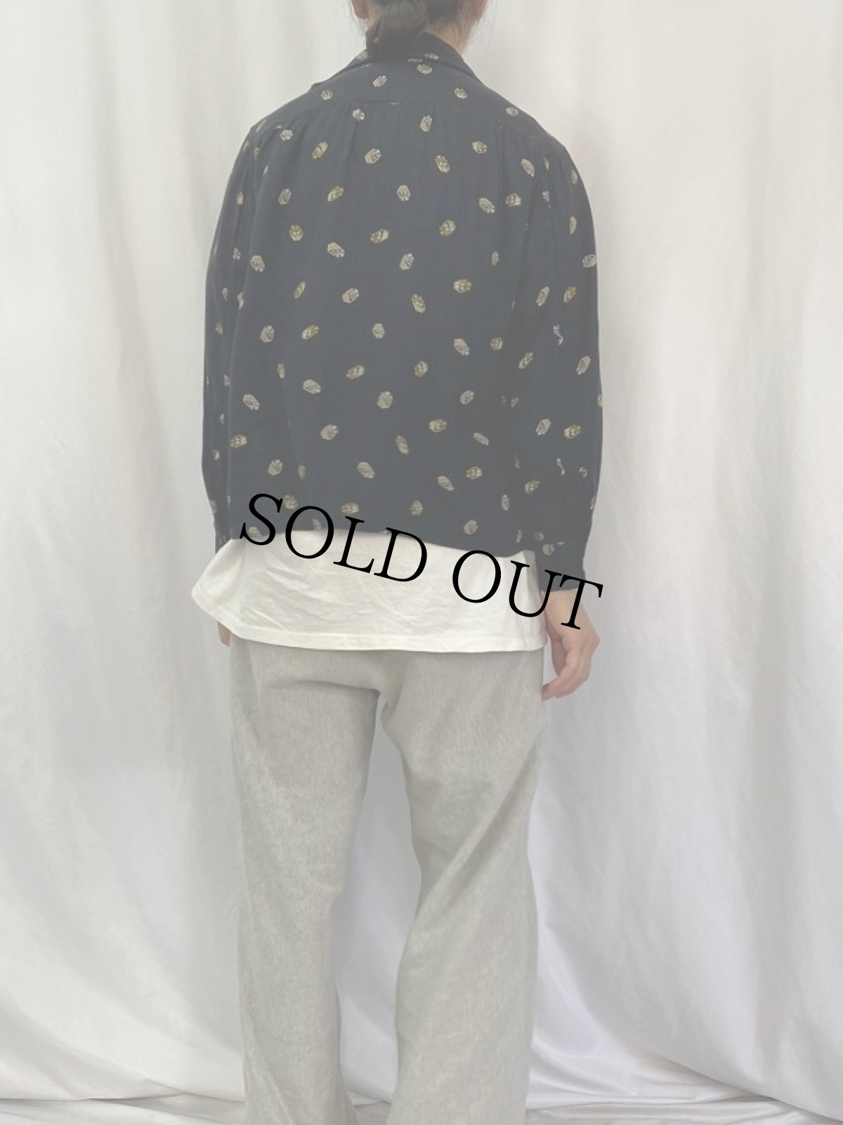 画像4: 50〜60's 総柄 オープンカラーレーヨンシャツ (4)