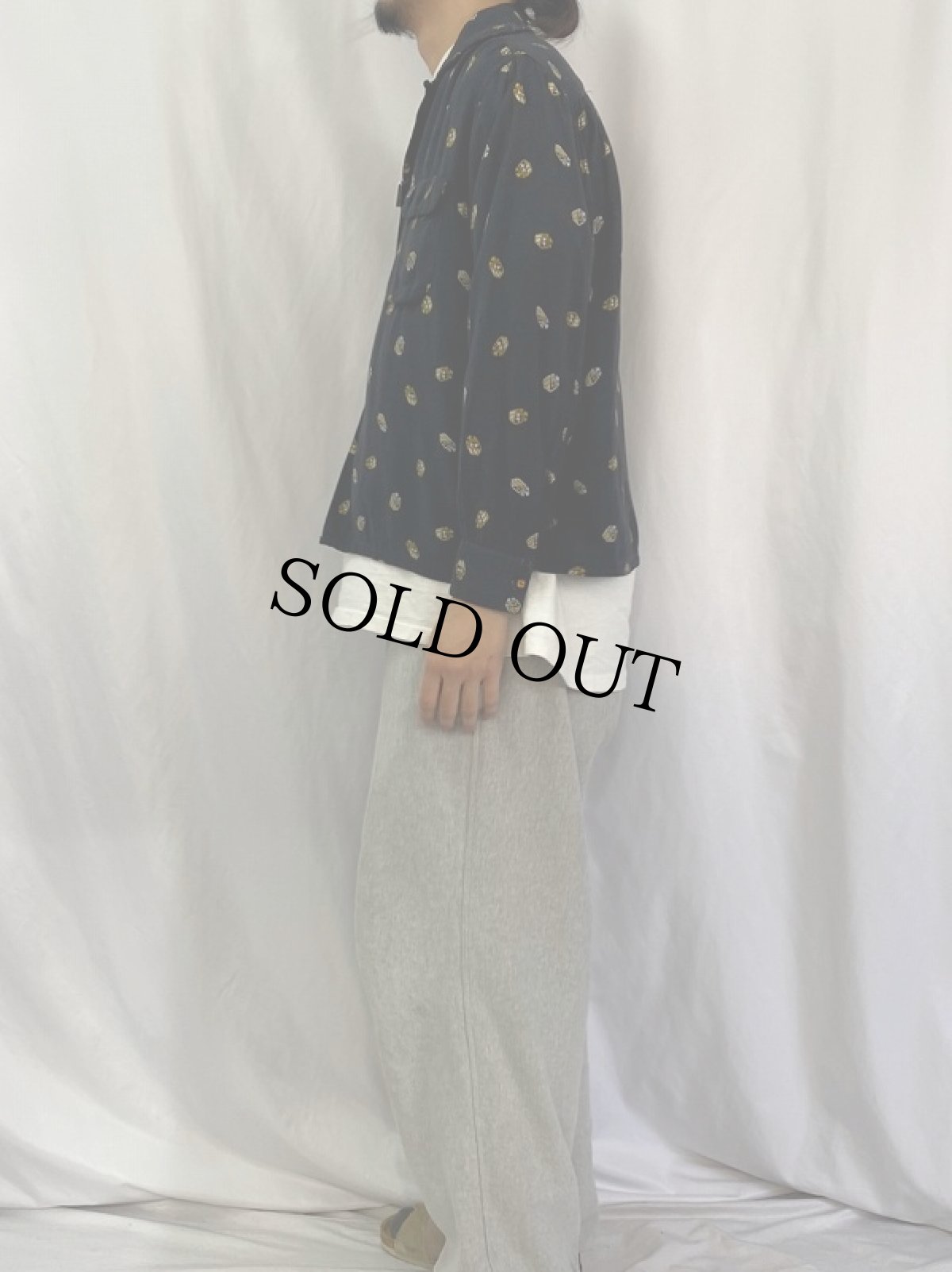 画像3: 50〜60's 総柄 オープンカラーレーヨンシャツ (3)