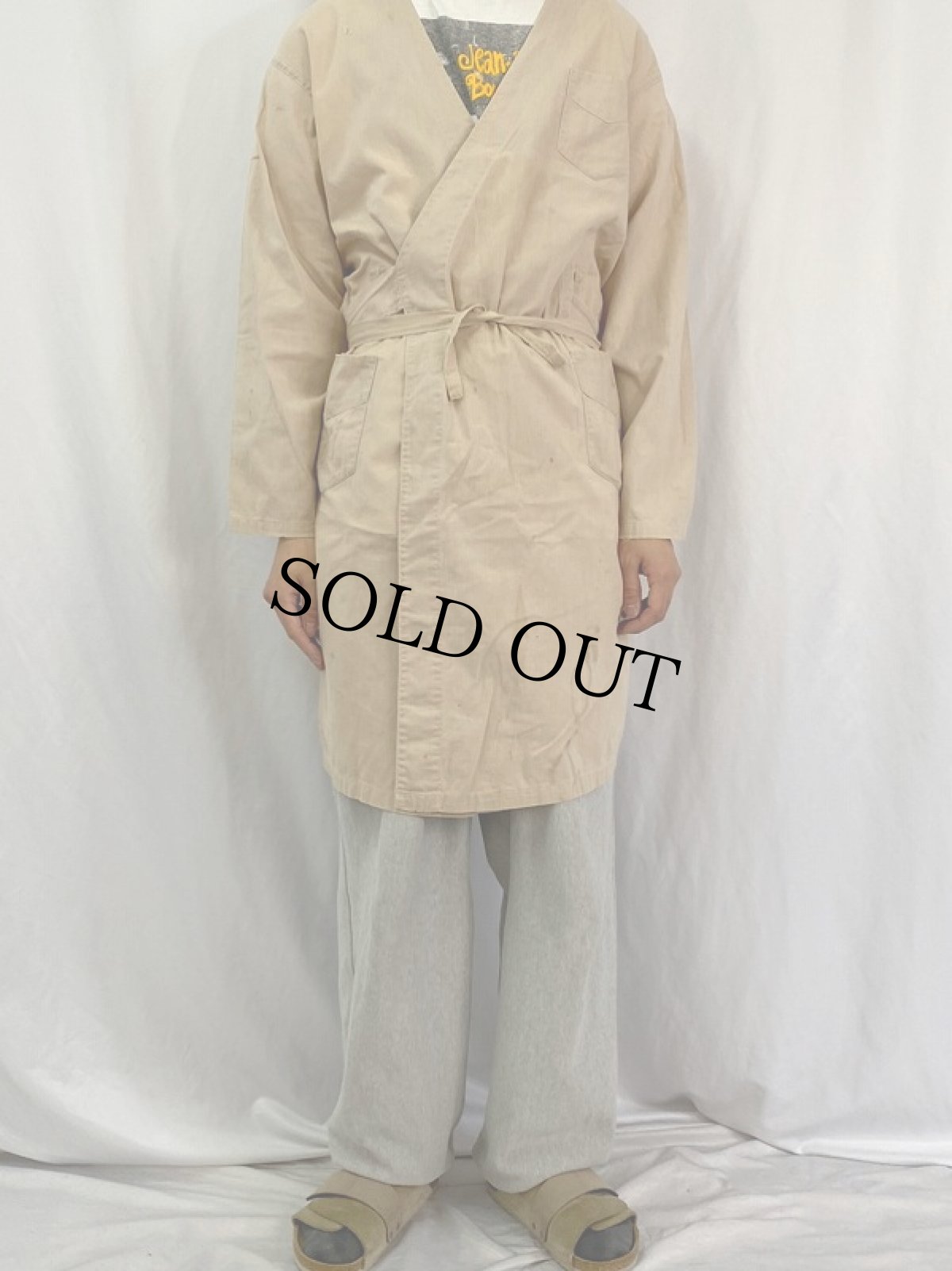 画像2: 40〜50's Hirsch Weis Mjg.Co. コットンリネン ラップコート (2)