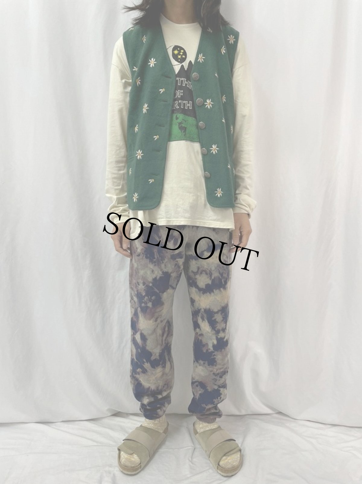 画像2: 花柄 ウールベスト SIZE42 (2)