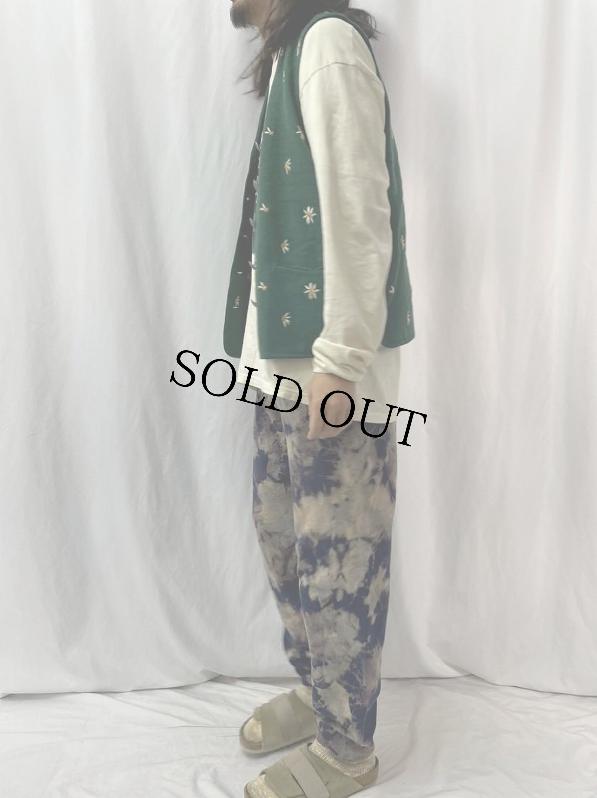 画像3: 花柄 ウールベスト SIZE42 (3)