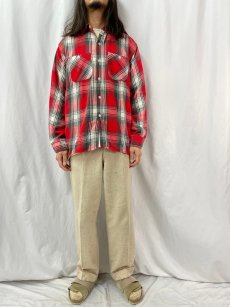 画像2: 50's PENNEY'S チェック柄 マチ付き ヘビーネルシャツ L (2)