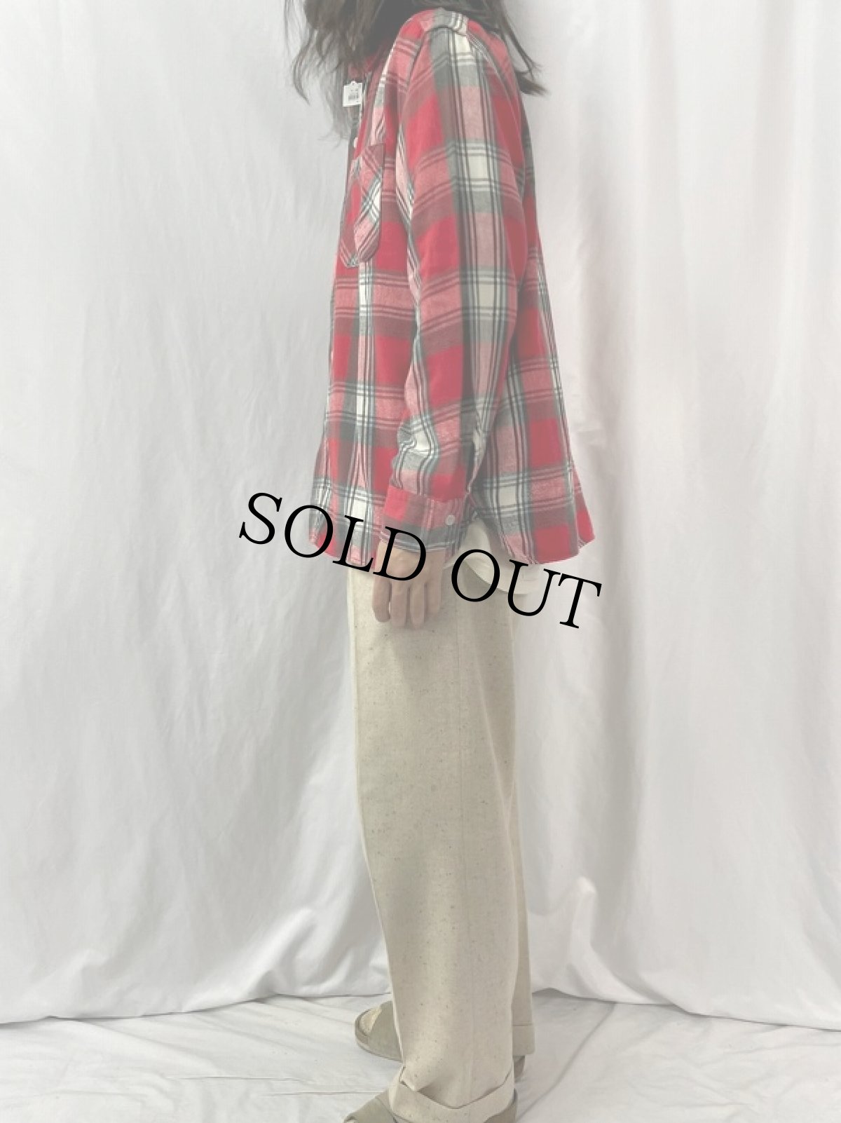 画像3: 50's PENNEY'S チェック柄 マチ付き ヘビーネルシャツ L (3)