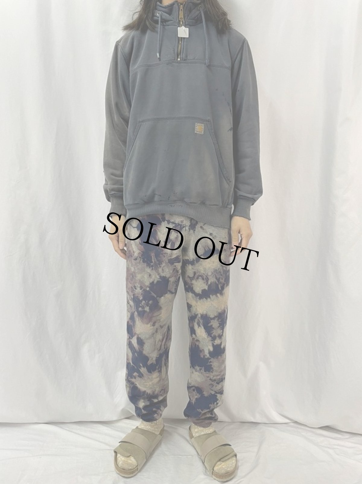 画像2: Carhartt エイジング ハーフジップスウェットフーディ (2)