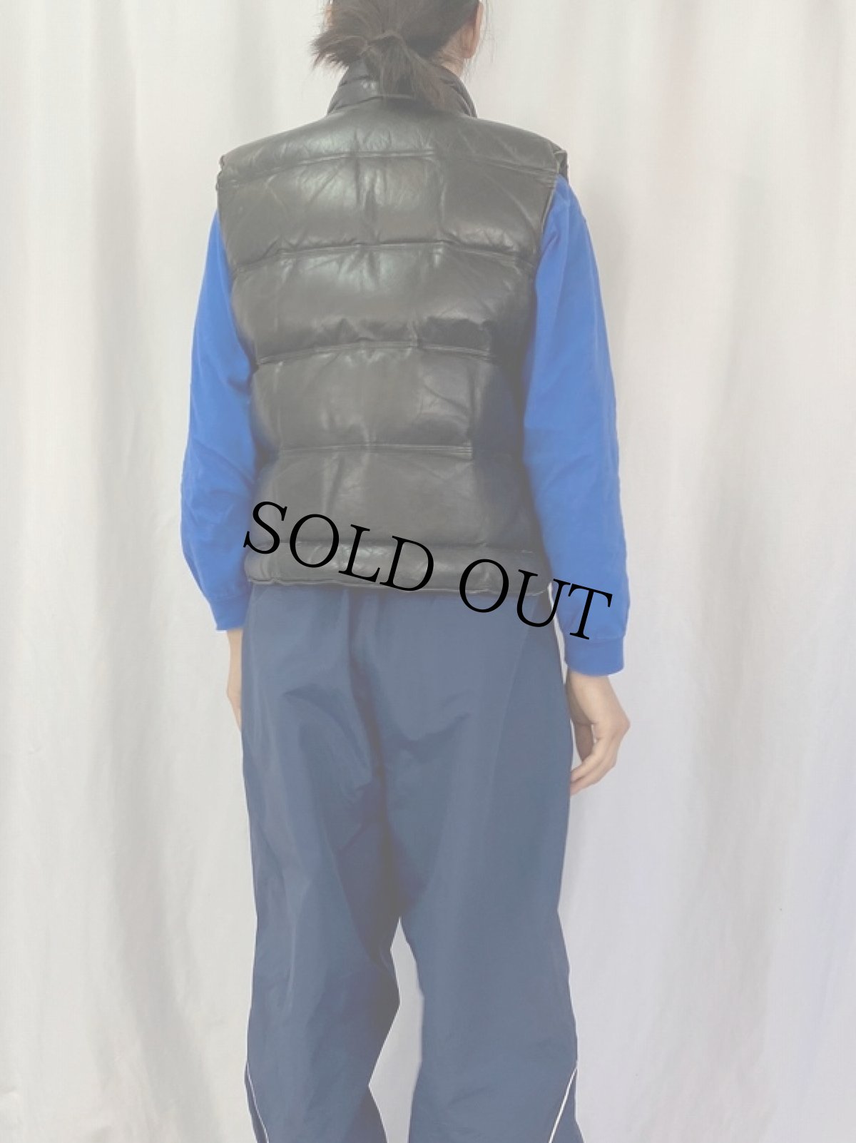 画像4: 80's Philippe Monet レザーダウンベスト M (4)