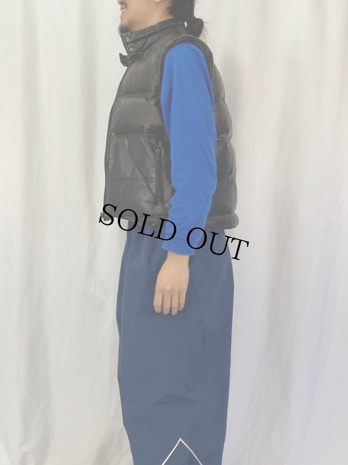 画像3: 80's Philippe Monet レザーダウンベスト M (3)