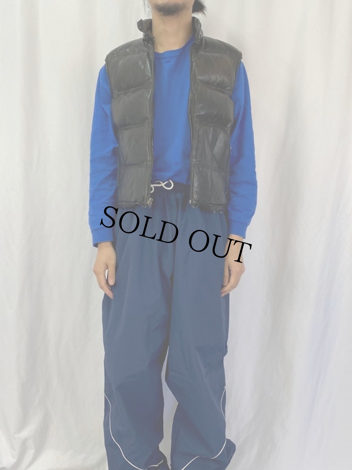 画像2: 80's Philippe Monet レザーダウンベスト M (2)