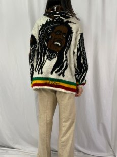 画像4: Bob Marley エクアドル製 シャギーニットジップパーカー XL (4)