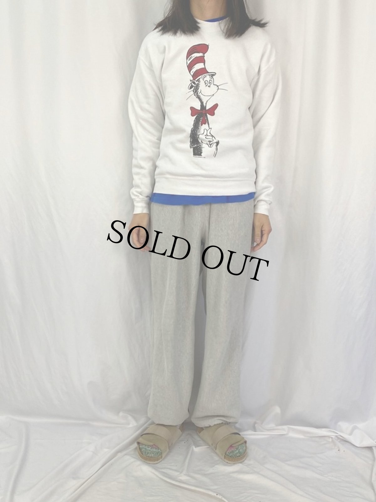 画像2: 90's Dr,Seuss THE CAT IN THE HAT USA製 キャラクタースウェット  (2)