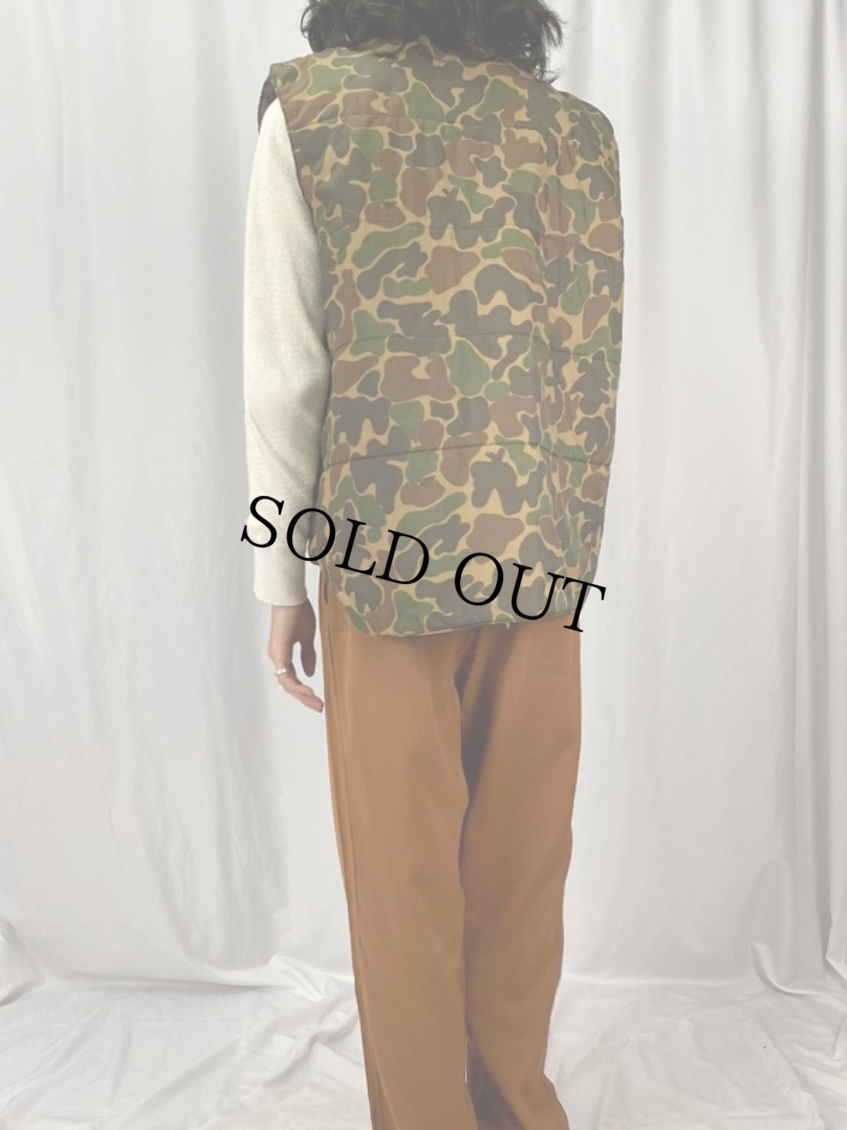 画像4: ダックハンターカモ柄 キルティングダウンベスト XXL (4)