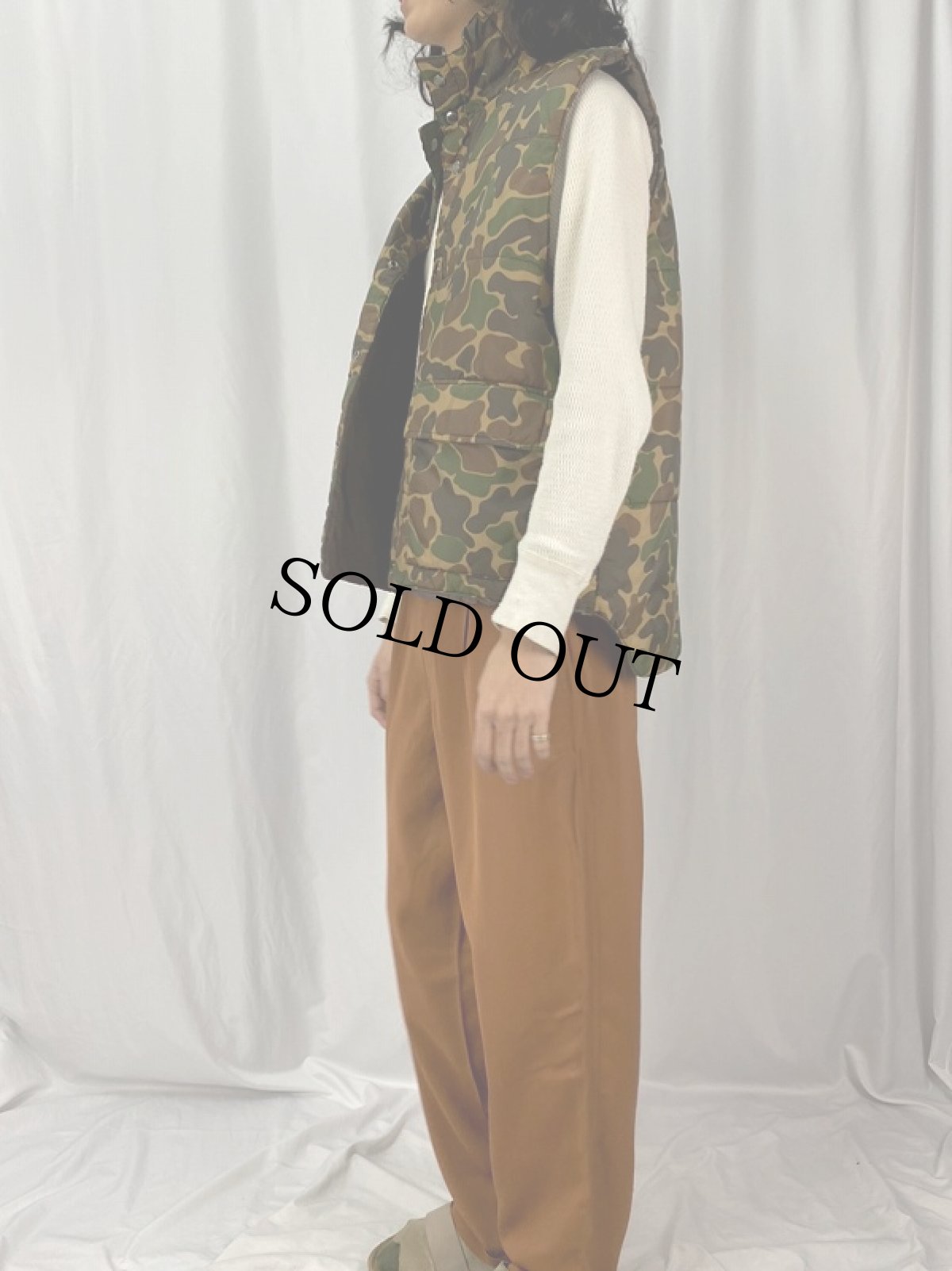 画像3: ダックハンターカモ柄 キルティングダウンベスト XXL (3)