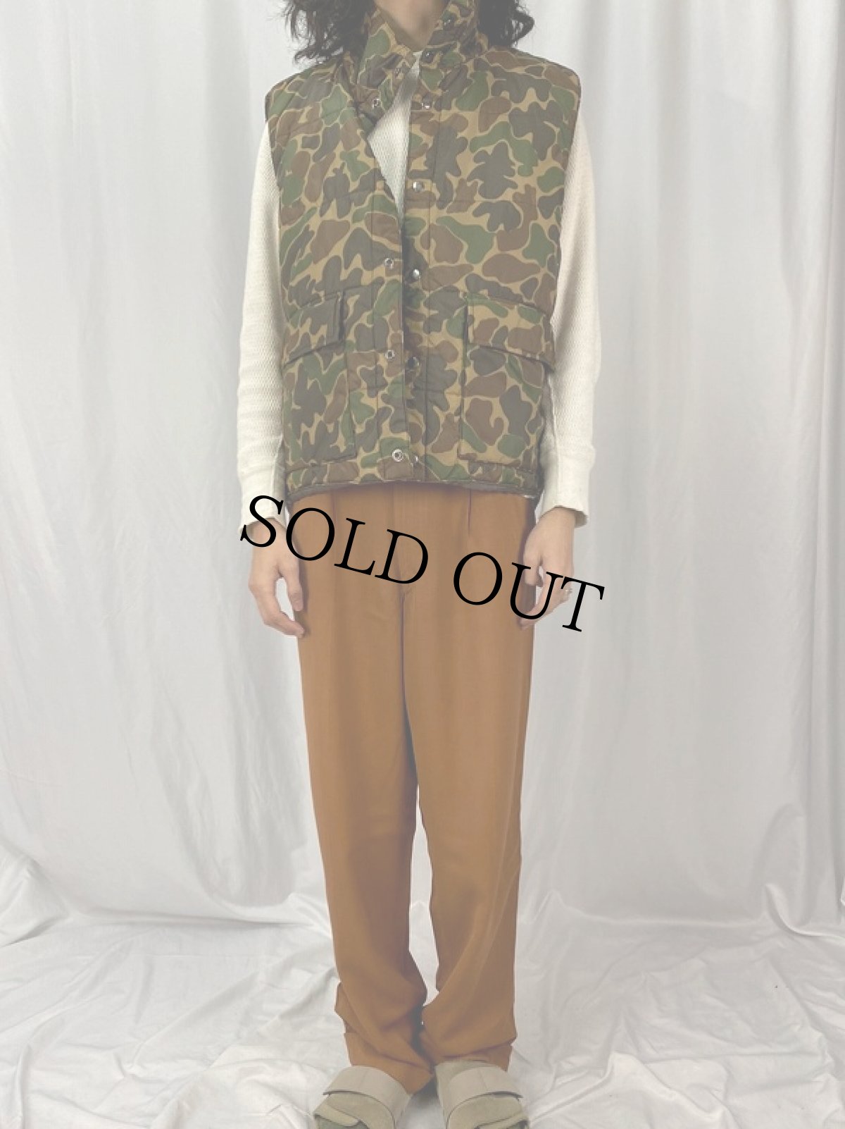 画像2: ダックハンターカモ柄 キルティングダウンベスト XXL (2)