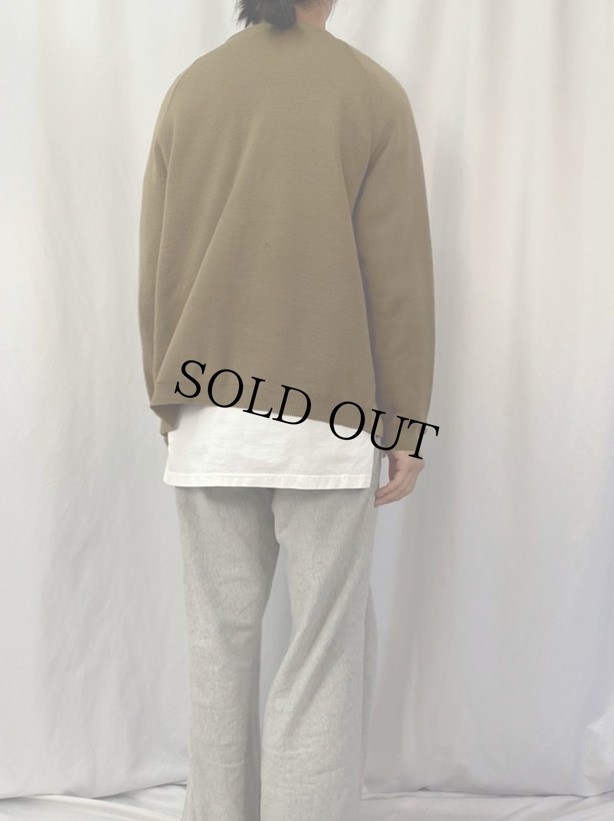 画像4: 60〜70's Ramsuede スエード切り替えニットカーディガン XL (4)