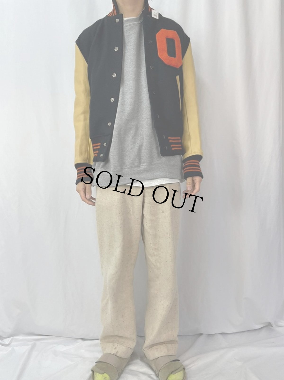 画像2: 60's Whiting パッチ付き ウール×レザー スタジャン SIZE40 (2)