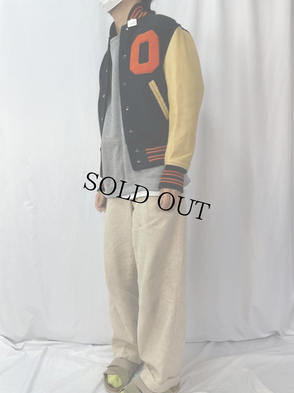 画像3: 60's Whiting パッチ付き ウール×レザー スタジャン SIZE40 (3)