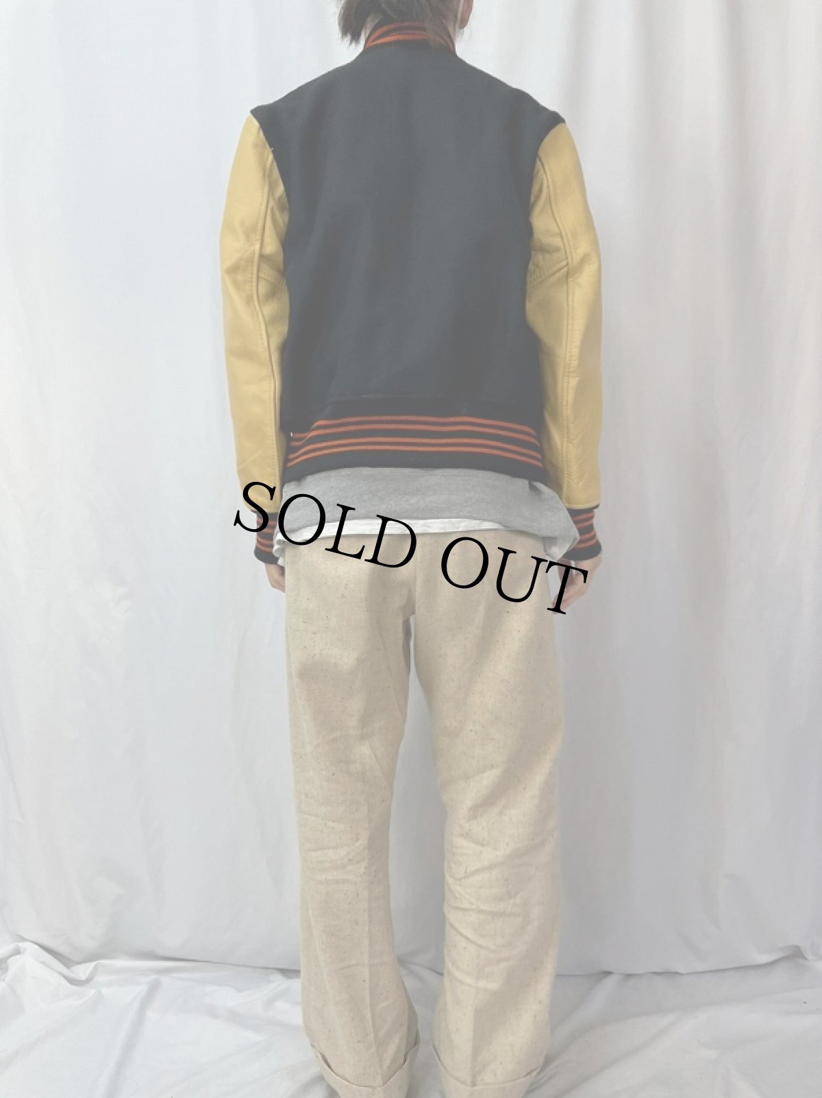 画像4: 60's Whiting パッチ付き ウール×レザー スタジャン SIZE40 (4)