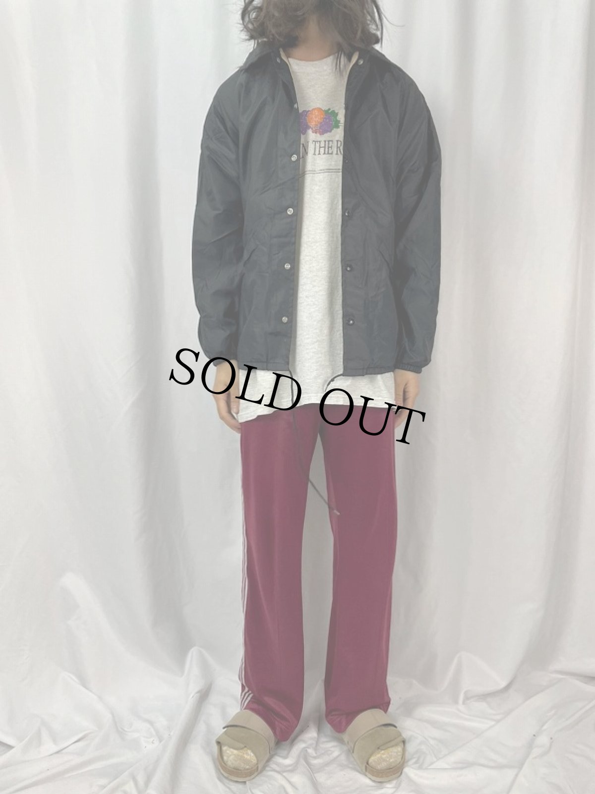 画像2: 〜80's King Louie PRO FIT USA製 チェーン刺繍 ナイロンコーチジャケット M BLACK (2)