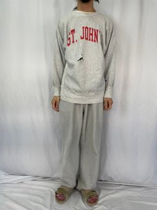 画像2: 90's Champion REVERSE WEAVE "ST.JOHN'S" プリントスウェット XL (2)