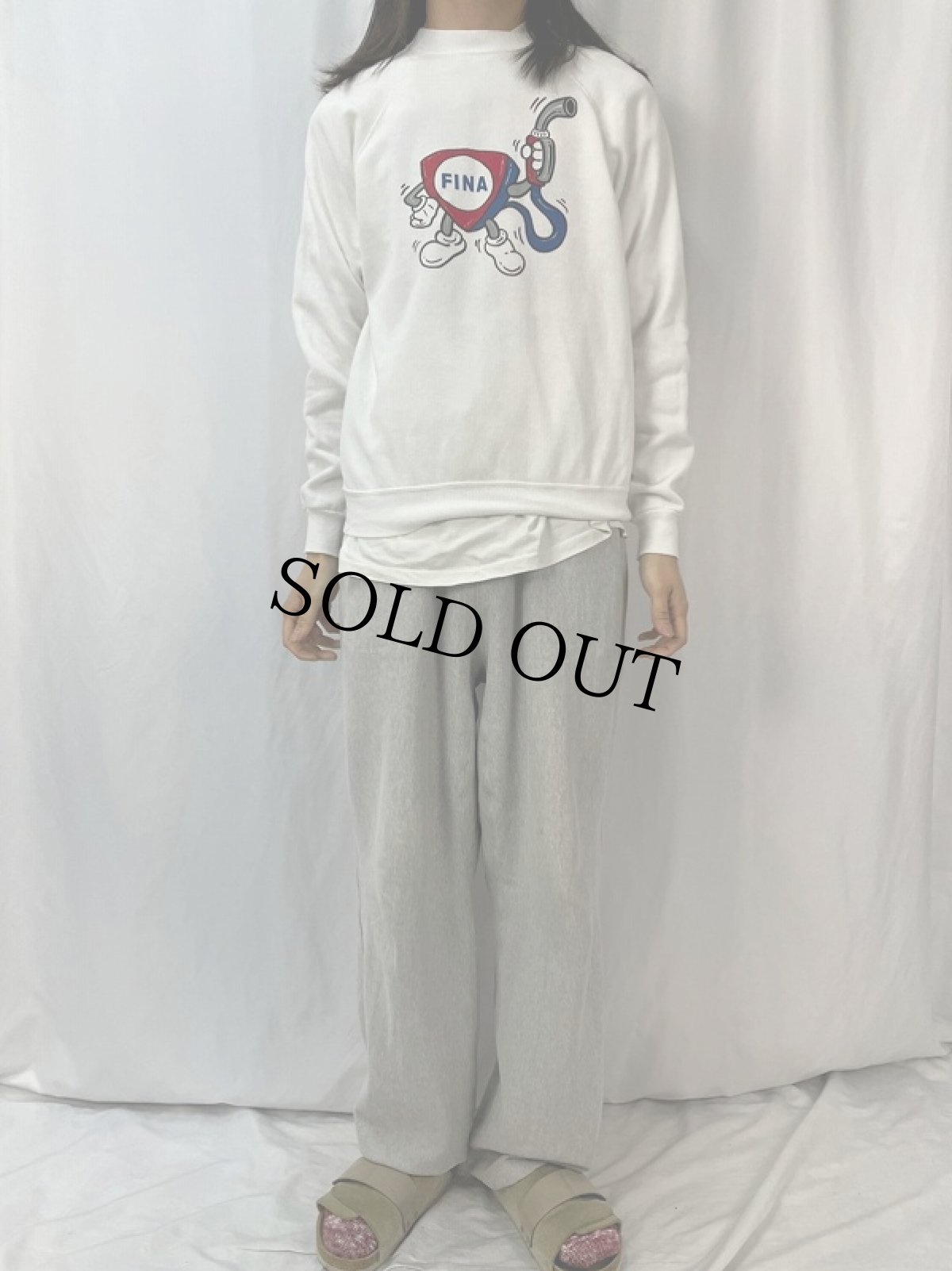 画像2: 90's FINA USA製 ガソリンスタンド プリントスウェット M (2)