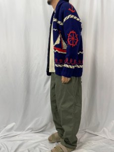 画像3: 60〜70's ヨット柄 カウチンニットジャケット  (3)