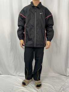 画像2: 〜00's NIKE ラインデザイン ナイロンジャケット M BLACK (2)