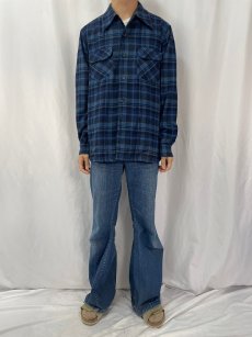 画像2: 70's PENDLETON USA製 チェック柄 オープンカラーシャツ L (2)